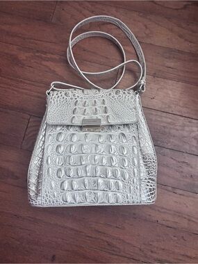 Brahmin Margo-Ivory Dream Melbourne Croc-Embossed Crossbody Shoulder Bag